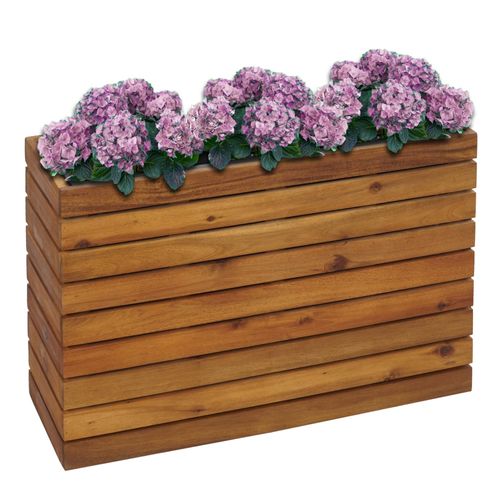 Jardinière Hwc-L21, Jardinière Pot De Fleurs Surélevé, Rectangulaire 41x63x23cm Outdoor Acacia Bois Certifié Mvg, Brun