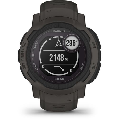 Garmin Instinct 2 Solar - 45 mm - graphite - montre de sport avec bracelet - silicone - taille du poignet : 135-230 mm - monochrome - 32 Mo - Bluetooth, ANT+ - 53 g