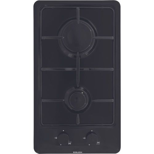 Glem GT32BK - Table de cuisson au gaz - 2 plaques de cuisson - Niche - largeur : 26.5 cm - profondeur : 48 cm - sans cadre - noir