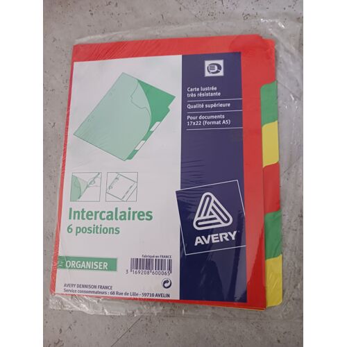 Intercalaires Colorés 6 Positions Avery Filmé
