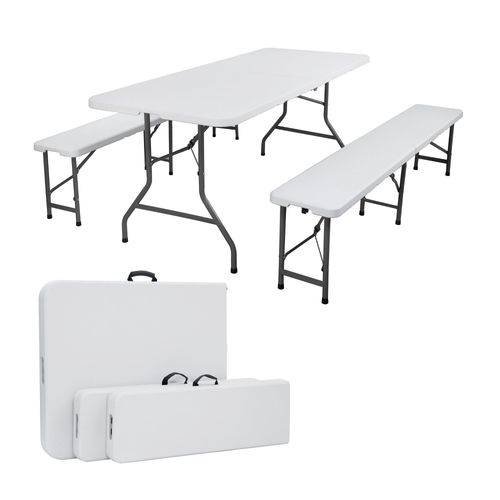 Arebos Ensemble De Tente À Bière Set De Table À Bière Pliable Blanc