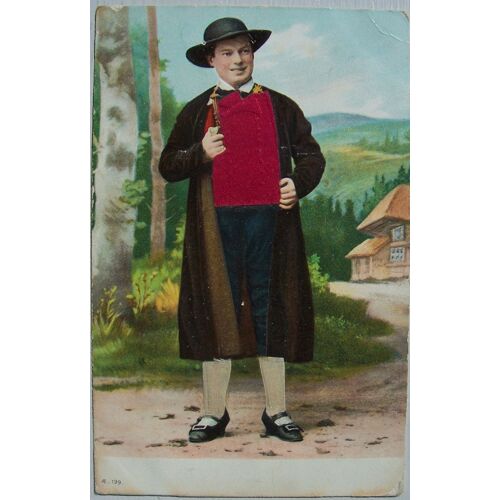 Carte Postale Ancienne  En Soie  Costume Homme Allemagne