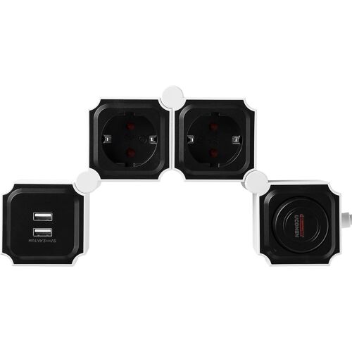 KALANKA-Multiprises Prises électriques 2 Prises avec 2 Ports USB (5V 2,4A) Intégrés - Cordon de 1.4m - Noir