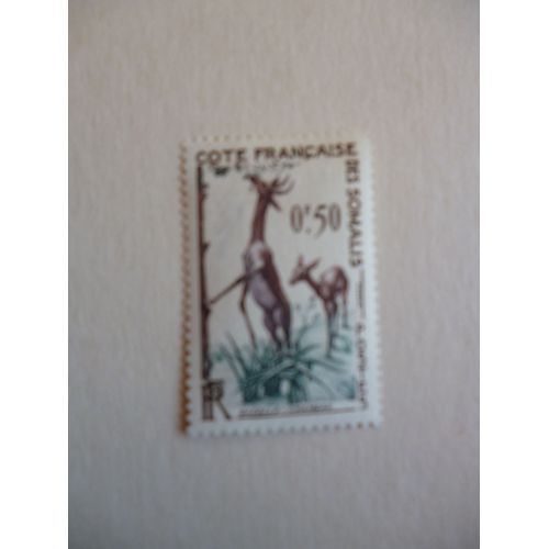 Timbre "Côte Française Des Somalis :Gazelle Chameau".