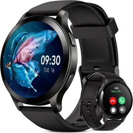Montre Connectée Femme avec Appels Bluetooth, 5ATM Étanche Montre Sport, 44 mm Montre Femme avec 100+ Sportifs, Sommeil, Fréquence Cardiaque, Smartwatch pour Android & iPhone, Or Rose, SR3