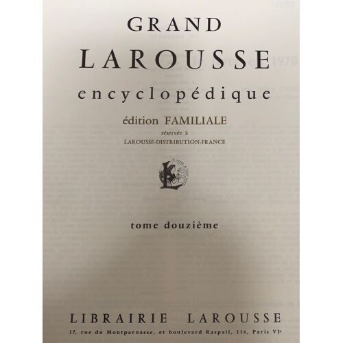Grand Larousse Encyclopédique Édition Familiale Tome 12