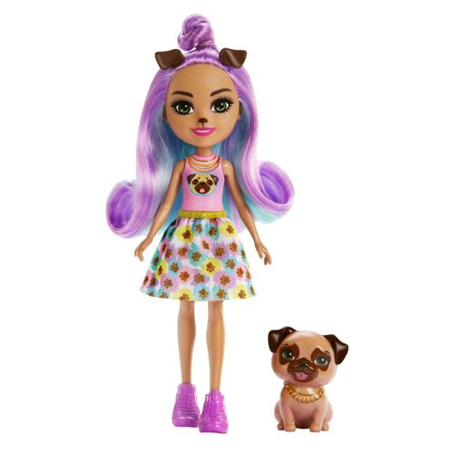 City Tails Main Street Enchantimals - Bêtes Citadines - Poupée Penna Carlin Et Figurine Animal Trusty - Mini Poupée - 4 Ans Et +