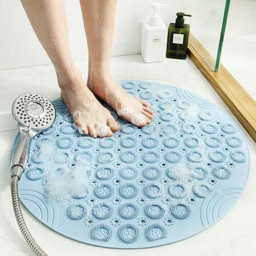 Tapis de bain rond antidérapant en PVC, Silicone, ventouse, Massage, douche, brosse, peau morte, Point, perle