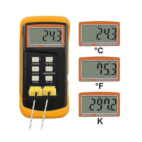 Digital K-Type Thermocouple Thermometer (-50-1300c) With Dual Channels 4 Probes Handheld High Temp 