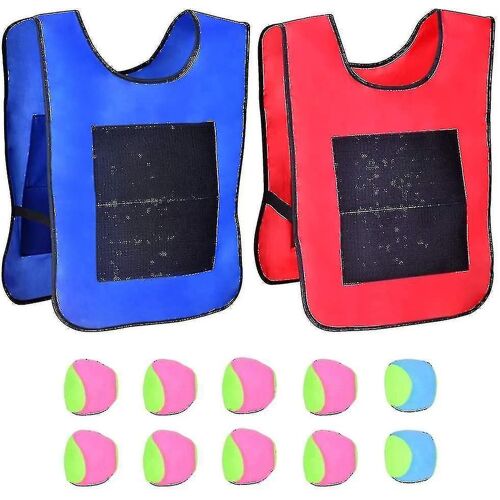 Sticky Ball Game 2 Gilets Cibles 10 Boules De Coton Jeu De Lancer Parent-Enfant Lancer De Balle Velcro Gilet