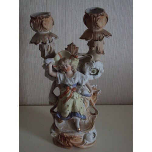 Bourgeoir Ancien En Biscuit De Porcelaine Numéroté