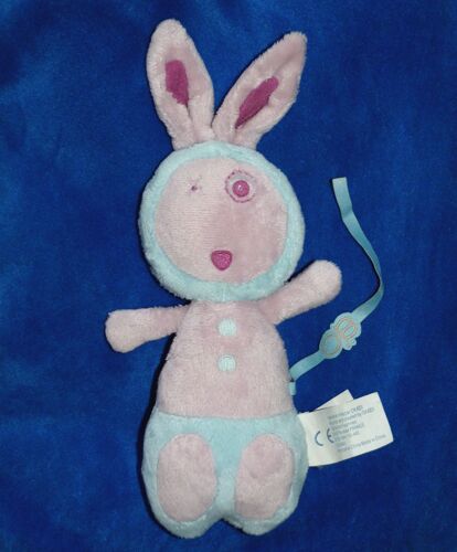 Doudou Lapin Okaidi Obaibi Peluche 24 Cm Bleu Rose Violet