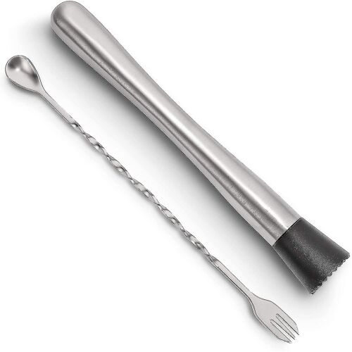 Muddler À Cocktail En Acier Inoxydable Et Cuillère À Mélanger Home Bar Tool Set1pcs)