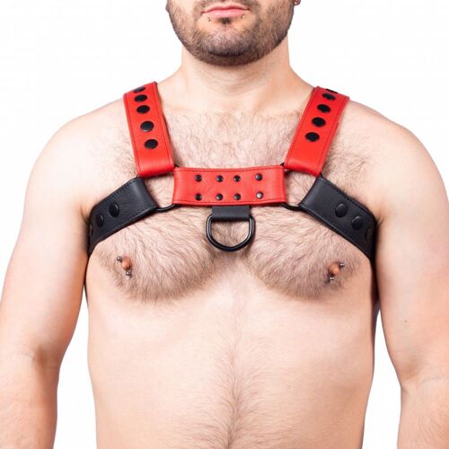 Harnais Bdsm Harnais En Cuir Snap Noir-Rouge The Red Harness