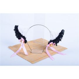 Serre Tête Pince Barrette Oreille Chat Renard Animaux Clochettes Noeuds Dentelle Noire Cosplay Neko Gothique Lolita Kawaii Manga Anime Black Sugar Mode Déguisement Chat Animaux Nekomimi Costume Paris