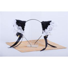 Serre Tête Pince Barrette Oreille Chat Renard Animaux Clochettes Noeuds Dentelle Blanche Cosplay Neko Gothique Lolita Kawaï Manga Anime Black Sugar Mode Déguisement Chat Animaux Nekomimi Costume Paris
