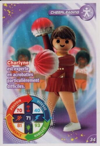 Carte Collector Playmobil Le Monde Du Sport - 34 - Cheerleading Pompom Girl - Charlyne / Carrefour 2021