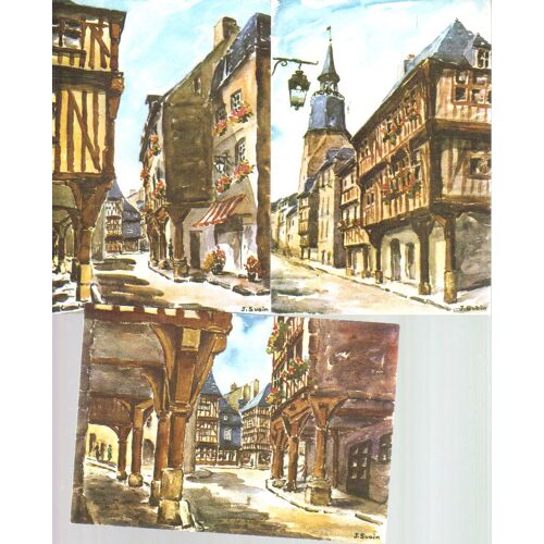 Lot De 3 Cartes Postales De Dinan (Côtes D'armor, 22), Magnifiques Aquarelles De J.Suain°°