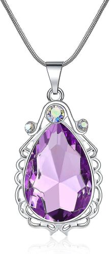 Collier Amulette Teardrop Amethyst Pendentif Collier Sofia Princesse Costumes Bijoux Pour Petites Filles