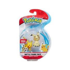 Coffret 2 Pokemon Mimiqui Et Pikachu - Figurine De Combat - Pokemon Jaune Et Creme - Jouet Garcon