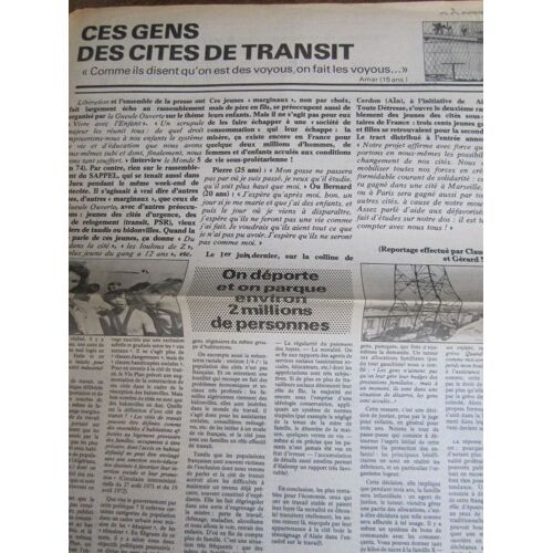 Encart 4 Pages De Libération Du 19/06/74 : Ces Gens Des Cités De Transit