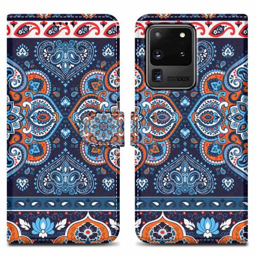 Cadorabo Housse compatible avec Samsung Galaxy S20 ULTRA - Design Mandala Bleu No. 1 - Étui de protection avec fermeture magnétique, fonction de support et compartiment pour carte