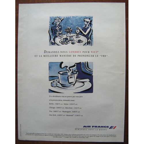 Publicité Papier - Air France Londres De 1992