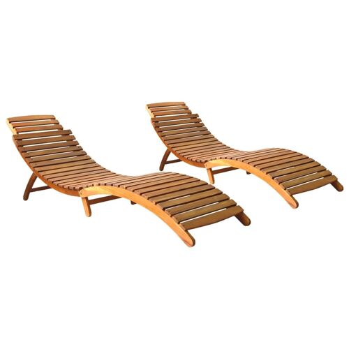 Chaises Longues 2 Pcs Bois D'acacia Solide