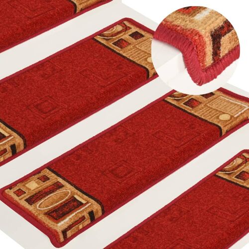 Vidaxl Tapis D'escalier Autoadhésifs 10 Pcs 65x21x4 Cm Rouge