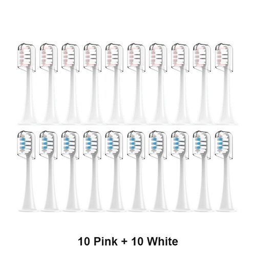 Têtes de brosse à dents électrique sonique pour xiaomi Mijia T300/T500/T700,buses de recharge remplaçables,4 couleurs avec capuchons Anti-poussière, - Type 10White10Pink