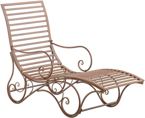Chaise Longue Pour Jardin Transat En Métal Marron Vieilli Mdj10212