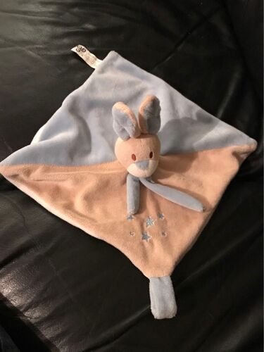Doudou Plat Lapin Beige Et Marron Etoiles Bleu Mailou Tradition 