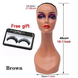 Tête de Mannequin avec Support sans Épaules,Dispositif d'affichage réaliste pour la Fabrication de Perruques,Casquettes et Lunettes - Type brown