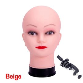 Tête de Mannequin Chauve pour Femme,Cosmétologie Professionnelle,Afro,Beige,Marron Foncé,Outil d'Affichage - Type Beige He Holder