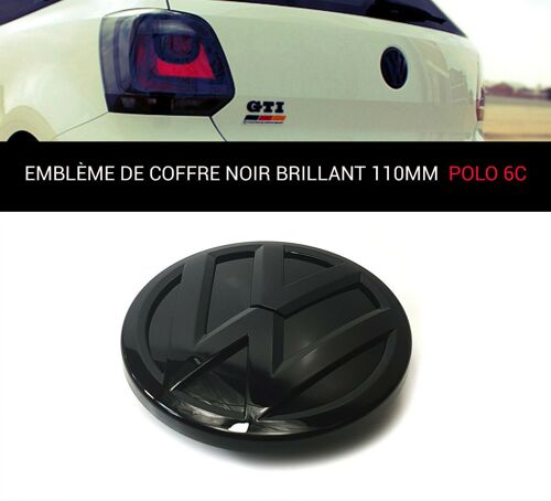 Embléme Arrière De Coffre Noir Brillant 110mm Pour V.W P.Olo 6c 2014-2017