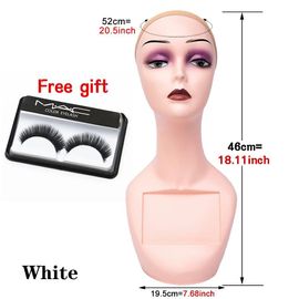 Tête de Mannequin avec Support sans Épaules,Dispositif d'affichage réaliste pour la Fabrication de Perruques,Casquettes et Lunettes - Type fang kuang white