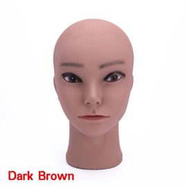 Tête de Mannequin Chauve pour Femme,Cosmétologie Professionnelle,Afro,Beige,Marron Foncé,Outil d'Affichage - Type Dark Brown