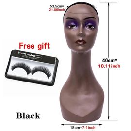 Tête de Mannequin avec Support sans Épaules,Dispositif d'affichage réaliste pour la Fabrication de Perruques,Casquettes et Lunettes - Type black