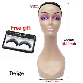 Tête de Mannequin avec Support sans Épaules,Dispositif d'affichage réaliste pour la Fabrication de Perruques,Casquettes et Lunettes - Type beige