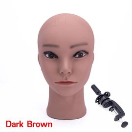 Tête de Mannequin Chauve pour Femme,Cosmétologie Professionnelle,Afro,Beige,Marron Foncé,Outil d'Affichage - Type Dark Brown He Holder