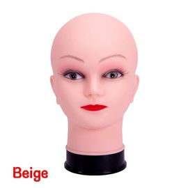 Tête de Mannequin Chauve pour Femme,Cosmétologie Professionnelle,Afro,Beige,Marron Foncé,Outil d'Affichage - Type Beige