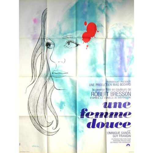 Une Femme Douce - Affiche Originale De Cinéma - Format 120x160 Cm - Un Film De Robert Bresson Avec Dominique Sanda, Guy Frangin, Jeanne Lobre, Claude Ollier, Gilles Sandier - Année 1969
