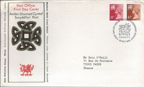 Royaume-Uni - Enveloppe 1er Jour - 1976 - Emission Régionale - Pays De Galles - Yt 809 812
