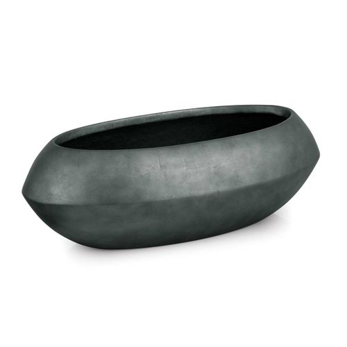 Bac Résine Synthétique Long 65 X 34 Cm H21 Cm Int. Vase Long Métal Anthracite