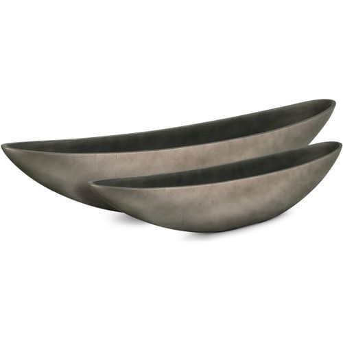 Bac Résine Synthétique Long 65 X L 13 Cm H15 Cm Int. Vase Long Métal Bronze