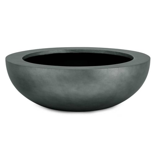 Bac Résine Synthétique Et Feuille D'argent Ø 42 Cm H 14 Cm Int. Coupe Métal Anthracite