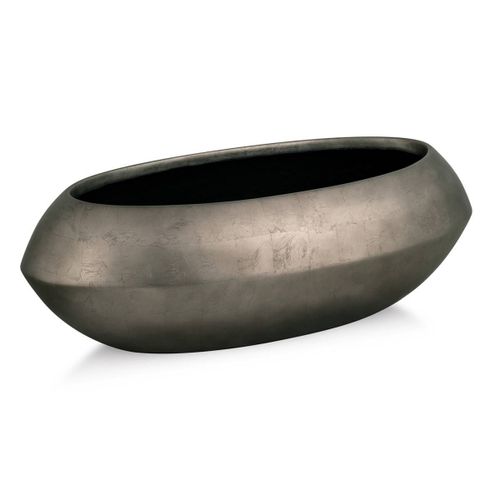 Bac Résine Synthétique Long 48 X L 22 Cm H17 Cm Int. Vase Long Métal Bronze