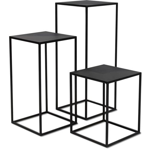 Piédestal Métal 40 X 40 Cm H 50 Cm Int. Carré Haut Noir Mat