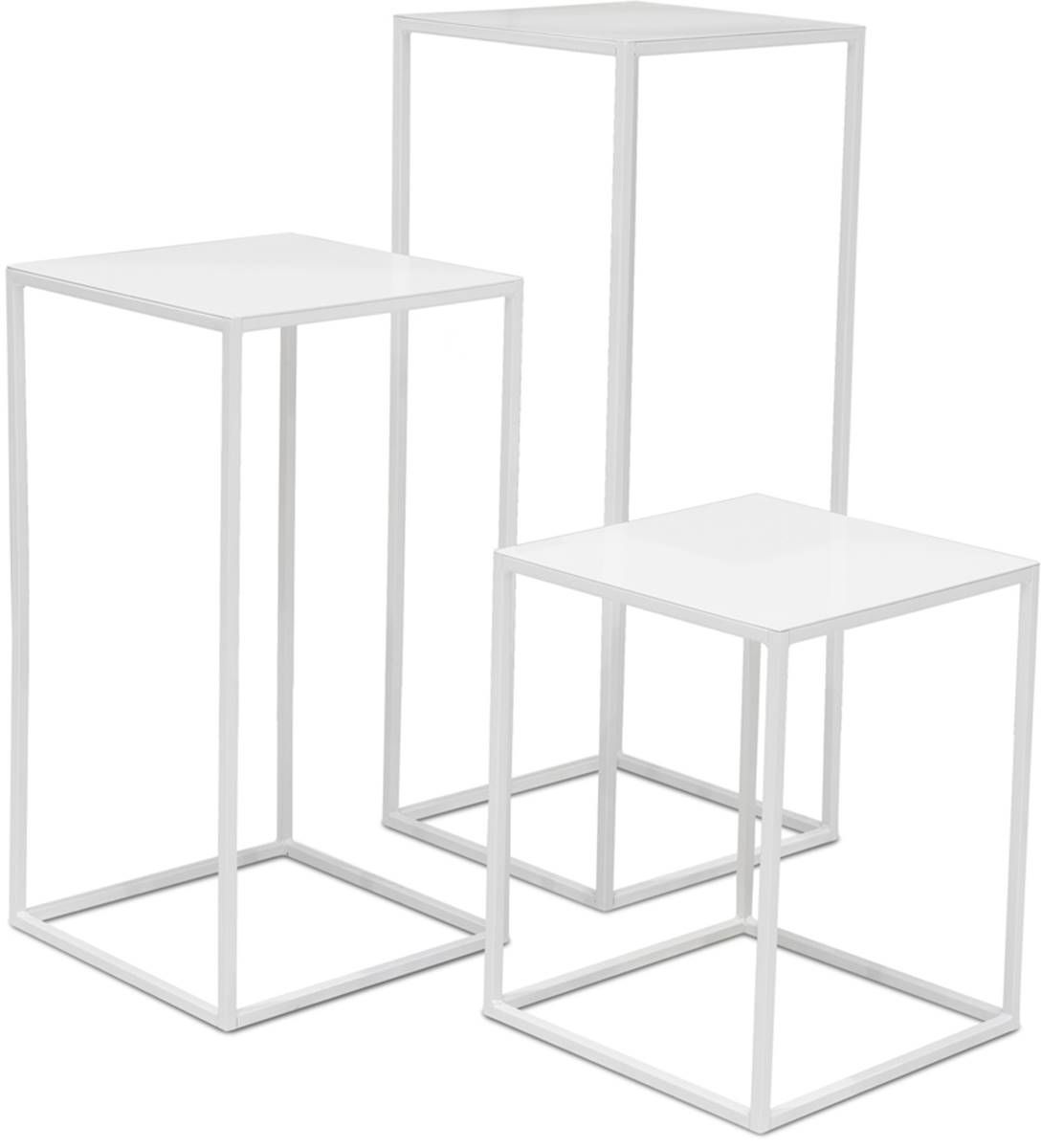 Piédestal Métal 40 X 40 Cm H 75 Cm Int. Carré Haut Blanc Mat