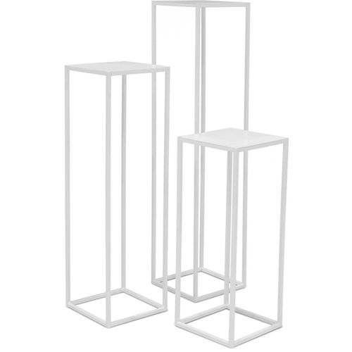 Piédestal Métal 30 X 30 Cm H 125 Cm Int. Carré Haut Blanc Mat
